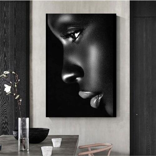 African Art Black Girl Woman Portrait Painting On Canvas Painting Poster And Print Wall Art Picture For Living Room Home Decor