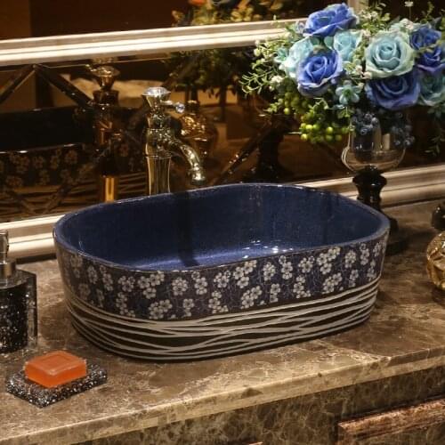 Plum blossom Flower Shape Jingdezhen ceramic sanitary ware art counter basin wash basin lavabo sink Bathroom sinks washbasin
