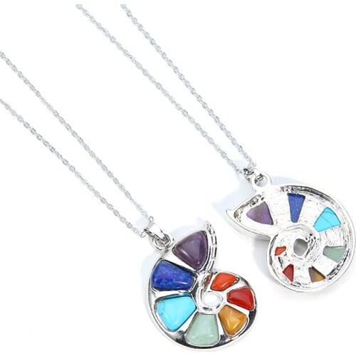 Reiki 7 chakra Spiral Shape pendant quartz natural stones Ammonite Pendant necklace for woman meditation Healing crystal pendant