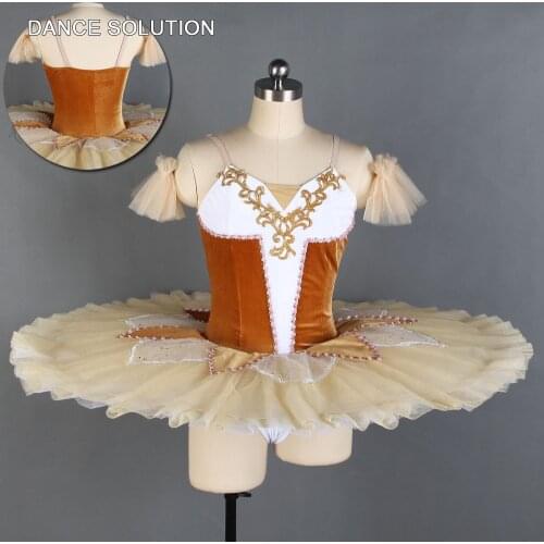 Brown Velvet Bodice with Gold Trim Pre-professional Ballet Tutu for Adult & Child Ballerina Stage Performance Costumes BLL135
