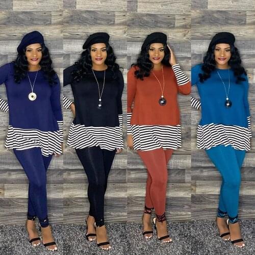 Black White Striped Patchwork Long Sleeve Loose Top and Fitness Pencil Legging Casual Sweatsuit Home Suit for Women Streetwears