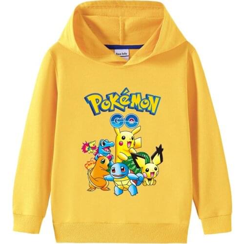 Takara Tomy Pikachu Hoodies Fashion Casual Boys Girls Cotton Sweatshirts Tops Childrens Pullover Sportswear Tops