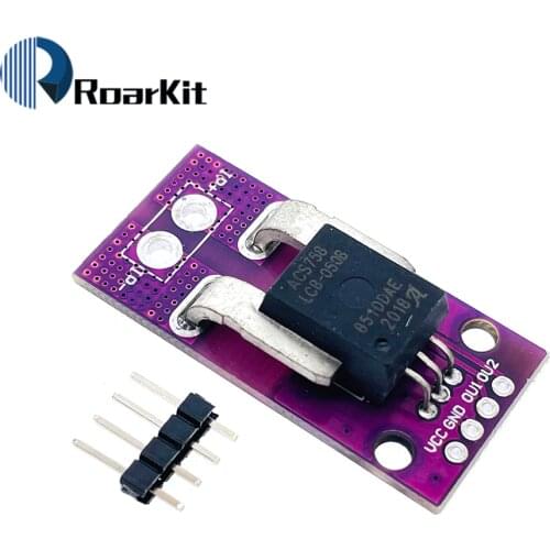 5PCS/Lot 50A Hall Current Sensor Module Linear AC DC 3.3V-5V ACS758 ACS758LCB-050B High Accuracy For Arduino RC Model Connector