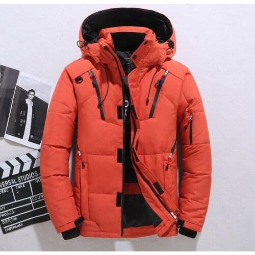 Brand Down Jacket Male Winter Parkas Men White Duck Down Jacket Hooded Outdoor Multi Pockets Thick Warm Padded Snow Coat Male