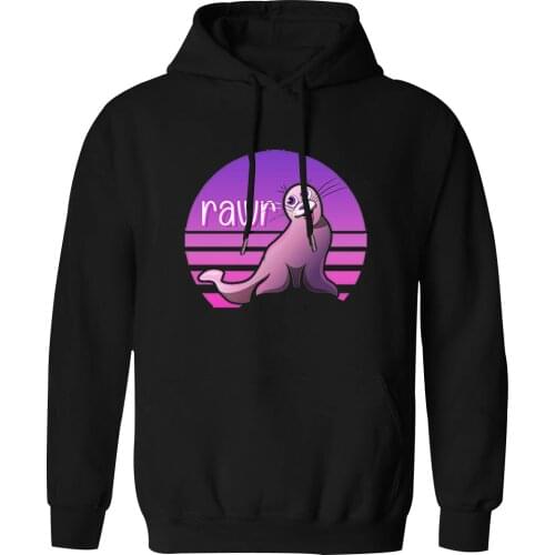 Hooded For Mens Rawr Print Harajuku Fashion Sweatshirts and Hoodie Hipster Streetwear Clothing Tops Long Sleeve Pullovers Homme