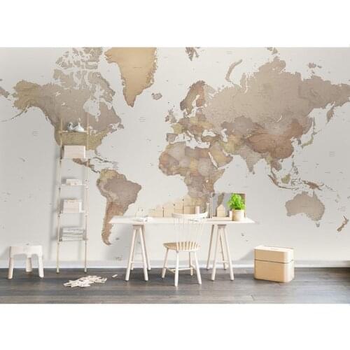 Bacaz New World Map Wallpaper for Living Room Office TV Background 3D Photo Mural Wall paper 3d Wall stickers
