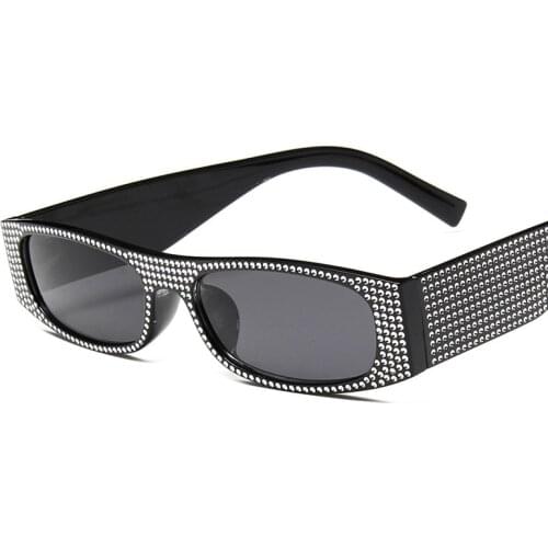 New Trend Sunglasses Retro Square Frame Glasses Women Fashion Diamond-like Eyeglasses Shiny Gypsophila