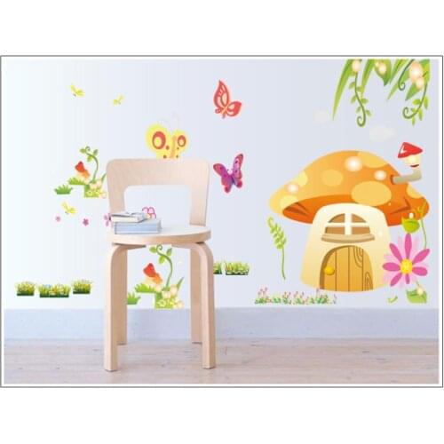 New childrens room nursery home stickers removable cartoon mushroom house baby wall decals