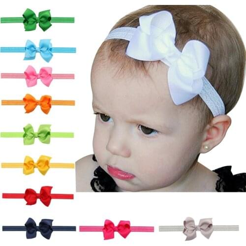 3inch 8cm solid grosgrain ribbon bows girl hair accessories boutique kids FOE headband with bows
