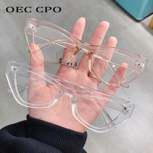 OEC CPO Transparent Cat Eye Glasses Frame Women Men Vintage Clear Lens Optical Eyeglasses Frame Female Spectacle Frame Unisex