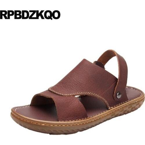 Brown beach slippers black flat fashion mens sandals 2019 summer outdoor slip on open toe slides waterproof shoes water casual