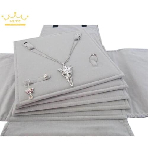 Jewellry Display Roll Bag Portable Jewelry Storage Case Travel black Velvet Organizer for Multi Item Necklace Rings Earrings