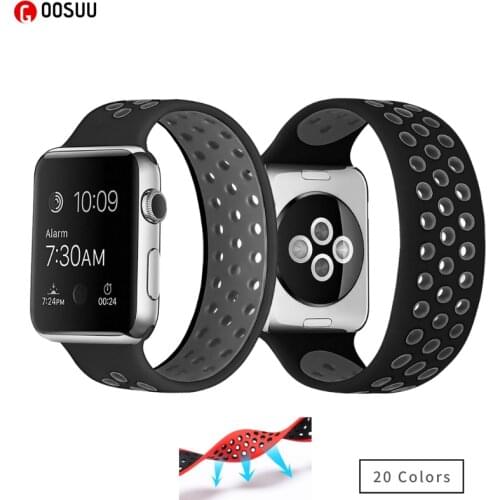 For Apple Watch Band 44mm Silicone Double Side Color Heat Dissipation Hole Loop Strap for Apple Watch 40mm 42mm 38 SE Wristband