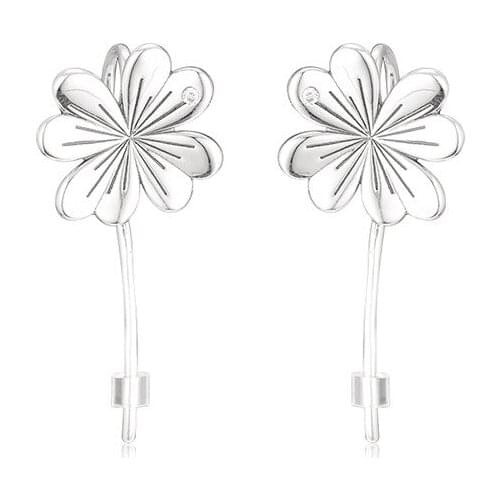 Lucky Four Leaf Clovers Hoop Earrings Spring Silver 925 Jewelry Charm Clear CZ Earrings for Women Fine Silver Earrings Jewelry