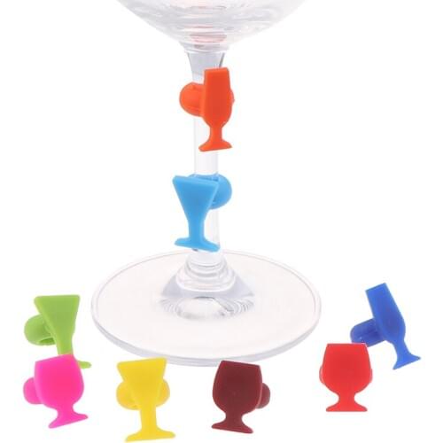 Silicone Wine Glass Shape Wine Glass Marker Drinking Cup Identifier 8pcs