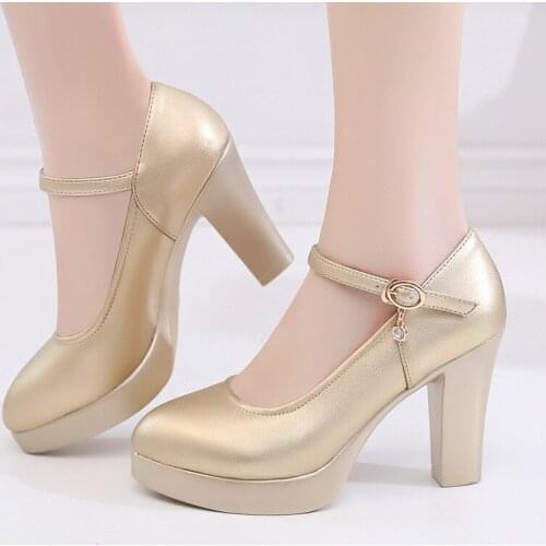 Golden high heel wedding shoes female thick with bridal shoes waterproof platform wedding bridesmaid shoes cheongsam model