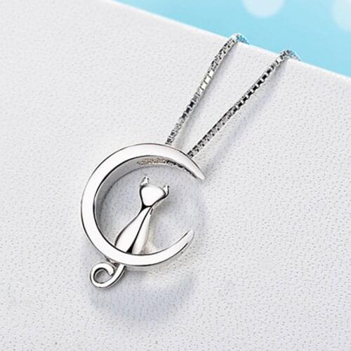 Utimtree S925 Stamped Sterling Silver Cat Pendants Necklaces for Women Jewelry Animal Design Statement Choker Necklace Girl Gift
