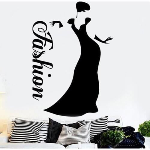 Vinyl Wall Decal Window Sticker Beauty Salon Woman Fashion Style Clothing accessories Livingroom decoration Decals HY1617