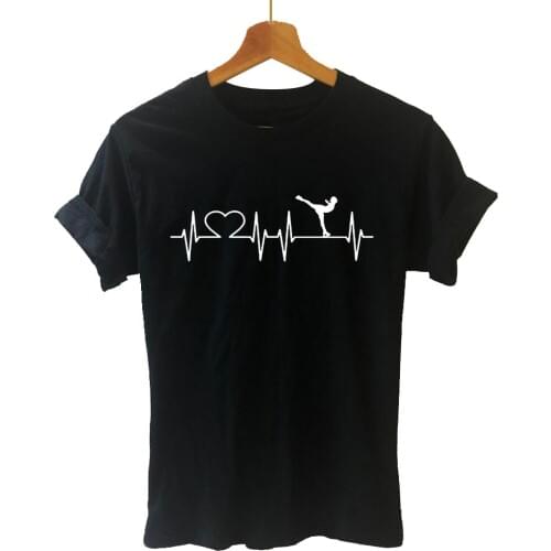 Summer Fashion Heartbeat Ice Skating Figure Skater Women T Shirts New Printed Short Sleeve Cotton Girl Female Clothing Tops
