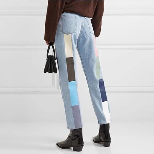 Womens Washed Wide Leg Trousers Fashion High Waist Slim Straight Street Trend Personality Print Casual Jeans Streetwear