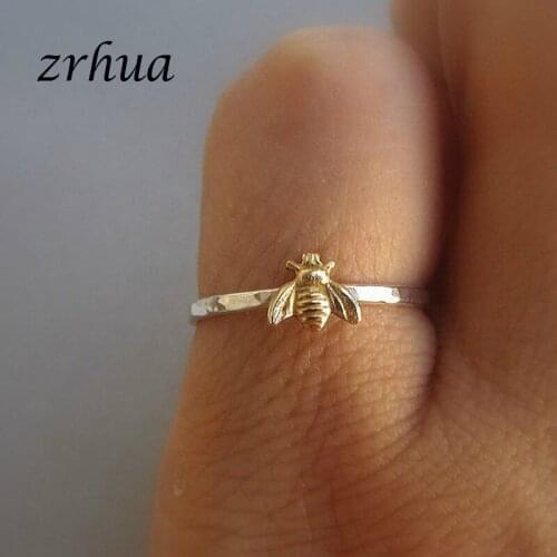ZRHUA Charms Cute Dragonfly Wedding Ring for Women Gold Color Simple Finger Engagement Anel Girls Birthday Gifts US size