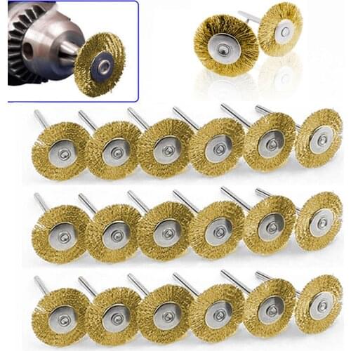 20pcs Copper Polishing Wire Wheel Brushes Set Drill Grinder Polishing Brush Descaling Cleaning Polishing Tool