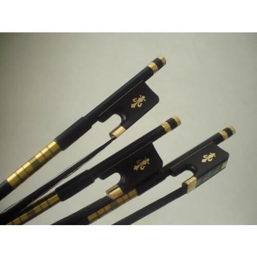 3 PCs Quality Cello Bow 4/4 Black Carbon Fiber Bow with Black Hair