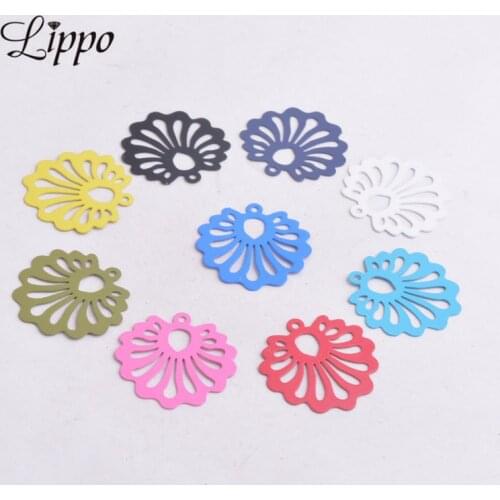 50pcs AC9665 24*25mm Hollow Flower Charms