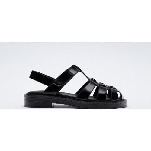 Flat Sandal Shoe Open Toe Summer Heels 2021 Womens Without Fashion Peep Spring Girls Retro New Fretwork Fabric Scandals Slides