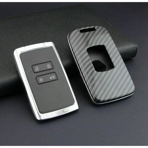 Carbon Fiber Car Key Case Keychain Case For Renault Kadjar Megane Koleos BlackKey Fob Case Cover Key Car Decoration Key Case