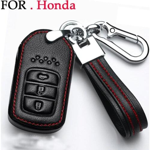 Cowhide leather Car key case For Honda Accord Civic City crosstour CRV CRZ XRV URV Odyssey CRIDER With Auto metal Key Rings