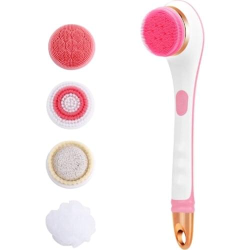 Electric Bath Brush Silicone Back Scrubber USB Rechargeable 2 Speeds Rotating Shower Spa Waterproof Body Cleaning