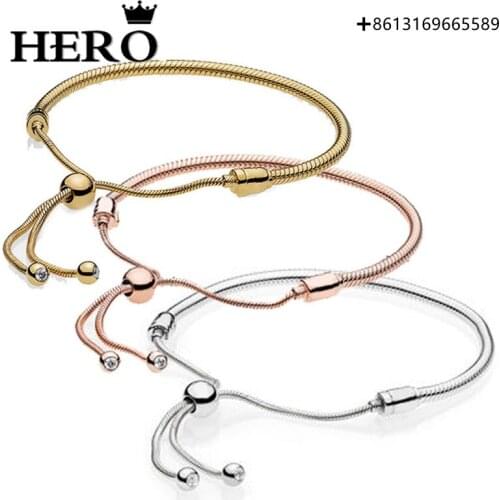 HERO 100% 925 Sterling Silver Original Copy High Quality 1:1 Multicolor Shrinkage Bracelet Gold-Plated With Logo Free Envelope