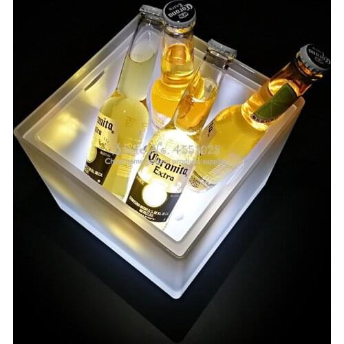 Hot transparent ice bucket LED light square test tube wine champagne cocktail barrel durable ice wine