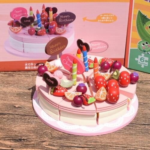 Girl Simulation Cooking Childrens Play House Kitchen Set Afternoon Tea Birthday Cake Toy Wooden Cutie Le