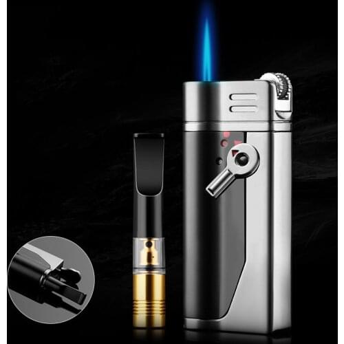 Zobo creative two-in-one gas inflatable lighter, mens filter cigarette holder can cleaned and recycled, portable smoking tool