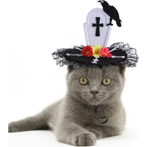 Halloween Cat Cosplay Pet Hat Lace Funny Headgear Dress Dog Cat Costume Hat Cat Hat For Cats Dogs Halloween Party Decoration