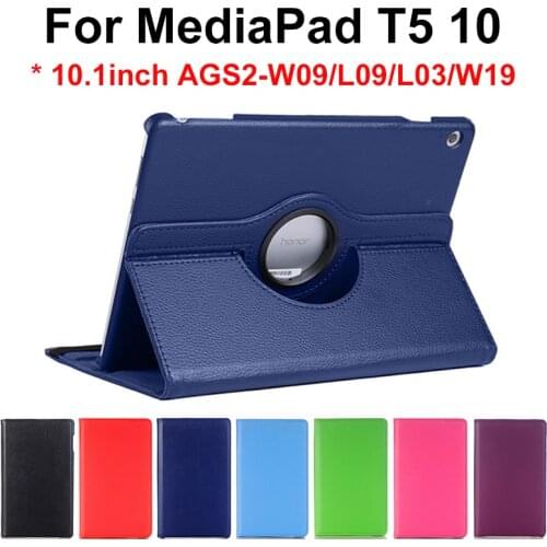 MediaPad T5 10.1" 360 Degree Rotating Filp Case for Huawei MediaPad T5 10 AGS2-W09/L09/L03/W19 10.1inch Tablet Cover Case Funda