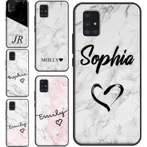 Custom Name Initial Marble Case For Samsung A52 A42 A32 A12 A72 A20e A21S A02 A10 A20 A30 A50 A70 A11 A31 A41 A51 A71