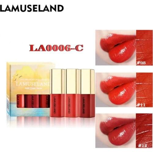 3pcs/set Lipstick Set Makeup Long-lasting Matte Lip Glaze Waterproof No Fading Lip Gloss Kit Moisturizer Cosmetic Beauty Tools