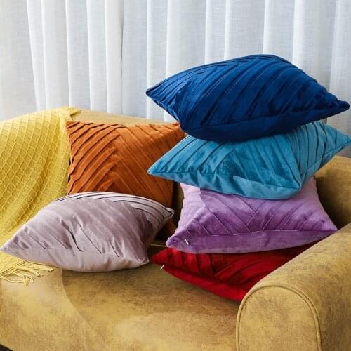 Nordic 45X45CM Velvet Decorative Pillow Cover Pure Color Silk Lattice Cushion Case Livingroom Sofa Couch Cozy Throw Pillow Cover