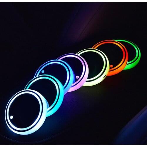 Latest Car Cup Holder Atmosphere LED Light Car Accessories 7 Colors Waterproof Coaster Bulbs LED Cup Holder Pads