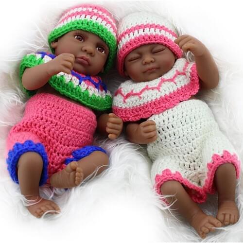 NPKDOLL African American Black Reborn Baby Dolls Silicone 10 Inch Soft Vinyl Realistic Fake Babies Childrens Doll