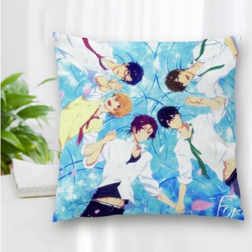 Hot Sale Custom Decorative Pillowcase Japanese Anime Free! Iwatobi Swim Club Square Zippered Pillow Cover Best Nice Gift 40x40cm