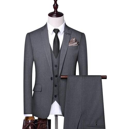Jacket+Pants+Vest),Men In Suits,3 Piece Suits Black Suit,Gentleman Suit,Mens Suit,Grey Suit,Tuxedo, Bridegrooms Wedding Suit
