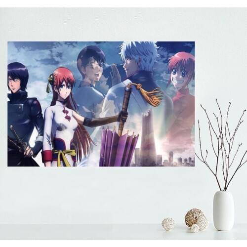 Custom Gintama Canvas Painting Poster Cloth Silk Fabric Wall Art Poster for Living Room Home Decor