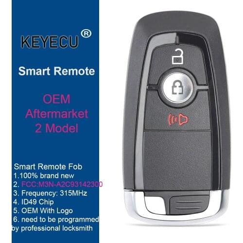 KEYECU Keyless Entry Smart Remote Car Key for Ford Edge Ecosport Explorer F-150 F250 F350 Fusion, Fob 315MHz - M3N-A2C93142300