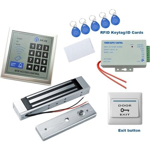 RFID Single/Double Door Access Control System Kit 180KG Electric Magnetic Lock RFID Controller Keypad DC12V Door Entry System