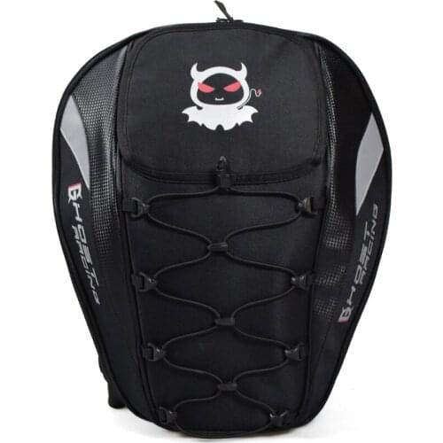 GHOST RACING Motorcycle Tail Bag Multifunction High Capacity Motorcycle Rear Seat Bag Helmet Bag Waterproof Motor Backpack Black