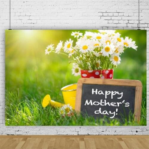Happy Mothers Day Backdrop Sun and Flowers Photography Background Baby Shower Celebration Photo Booth Studio Decor